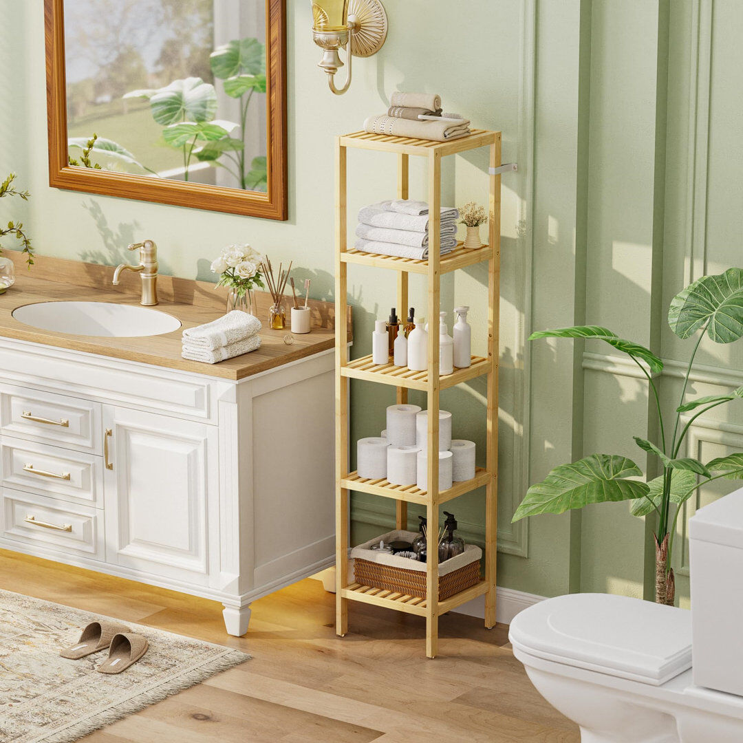 Natur Pur Vallarie Bamboo Bathroom Shelves Natural / unfinished 147cm H X 33cm W X 33cm D