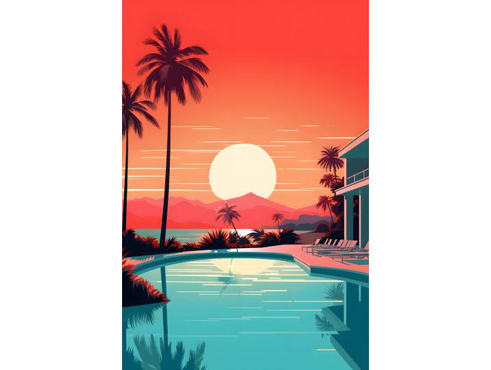 Wandbild 45x65 Sunset Villa