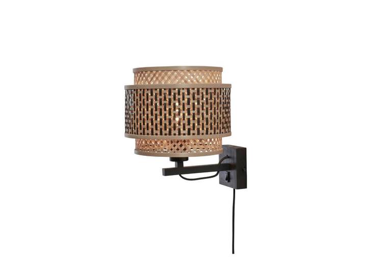 Good & Mojo Wandleuchte GOOD\u0026MOJO, Naturfarben, Schwarz, Holz, Bambus, 29x25x25 cm, LED-Leuchtmittel austauschbar, Lampen & Leuchten, Innenbeleuchtung, Spots & Strahler, Wandstrahler
