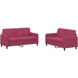 vidaXL 2-tlg. Sofagarnitur Weinrot Samt
