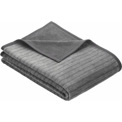 Wohndecke IBENA "Fano", grau (grau, schwarz), B:150cm L:200cm, Baumwolle, Kunstfaser, Wohndecken, Wohndecke, mit Streifen versehen, Kuscheldecke