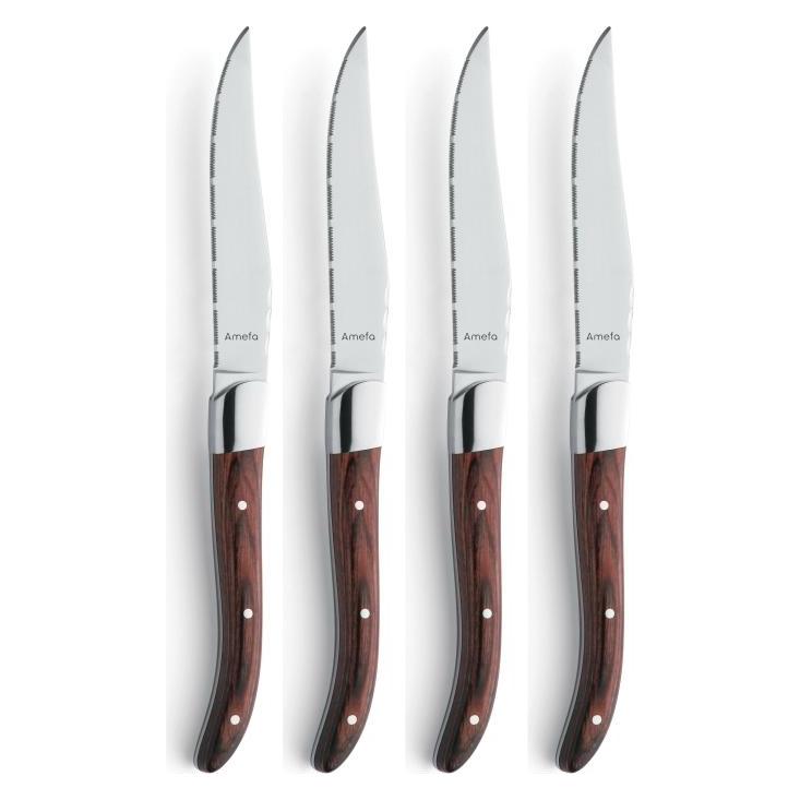 Amefa Royal Steak 2520 - 4-pcs Steak knife set brown in wooden box (4 Stk., Besteck Set) (252000WLL5BR4)