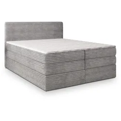 BOXSPRINGBETT LUNERA 140x200 cm mit Matratze und Topper - Hellgrau