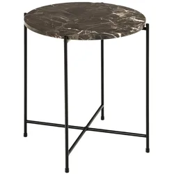 Actona »Avila« Ecktisch rund Marmor Emperador braun Ø 52x40 cm