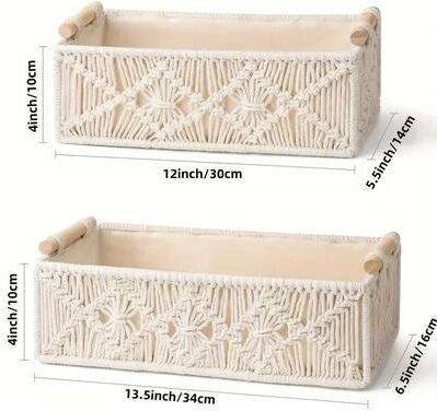 Uplift Picks Boho Grid Storage Organizer Basket For Bathroom And Home white small