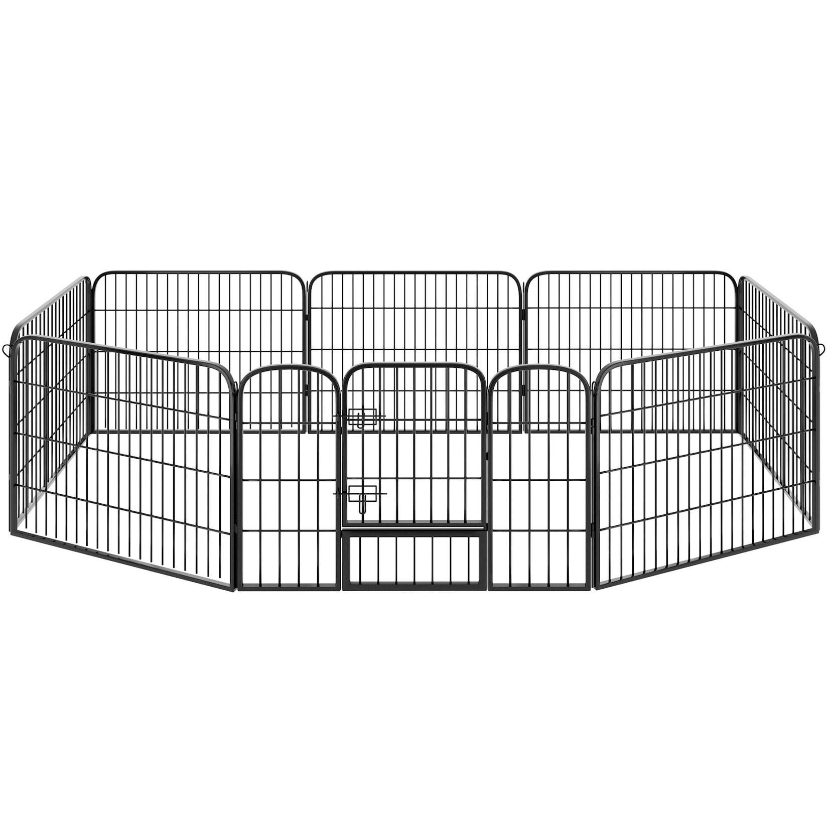 tectake® Welpenauslauf, 8-teilig, faltbar, abgerundete Ecken, einfache Montage, Bodenverankerung möglich