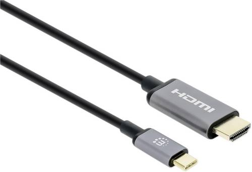 Manhattan USB-Kabel HDMI 2.0 HDMI-A Stecker, USB-C Stecker 2.00m Schwarz 153607