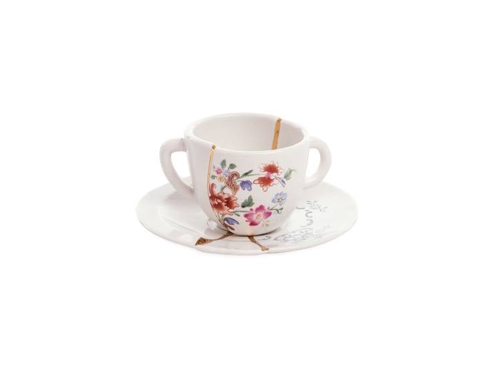 Seletti - Tasse à café Kintsugi - Blanc - Or - Designer Marcantonio