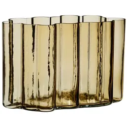 Glasvase Umber bernstein gewellt 30 x 19cm