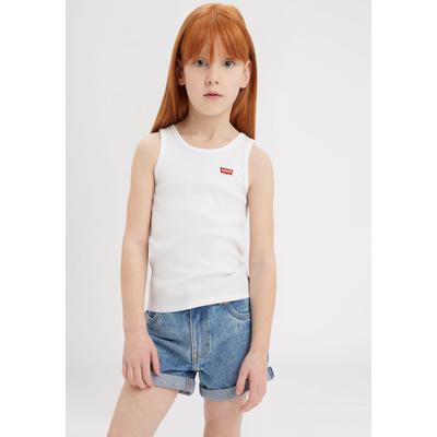 Ripptanktop LEVI'S KIDS "LVG MEET AND GREET RIBBED TANK", Mädchen, Gr. 10 (140), weiß (hellweiß), Obermaterial: 95% Baumwolle, 5% Elasthan, unifarben, Rundhals, Tops, for GIRLS