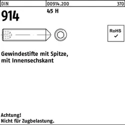 Gewindestift DIN 914 Spitze/Innen-6kt M16x 55 45 H 50 Stück