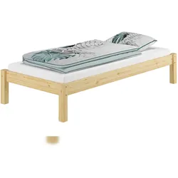 Erst-Holz Futonbett Kiefer massiv 90x200 cm Einzelbett mit Federleistenrost u Matratze 60.35-09FLM