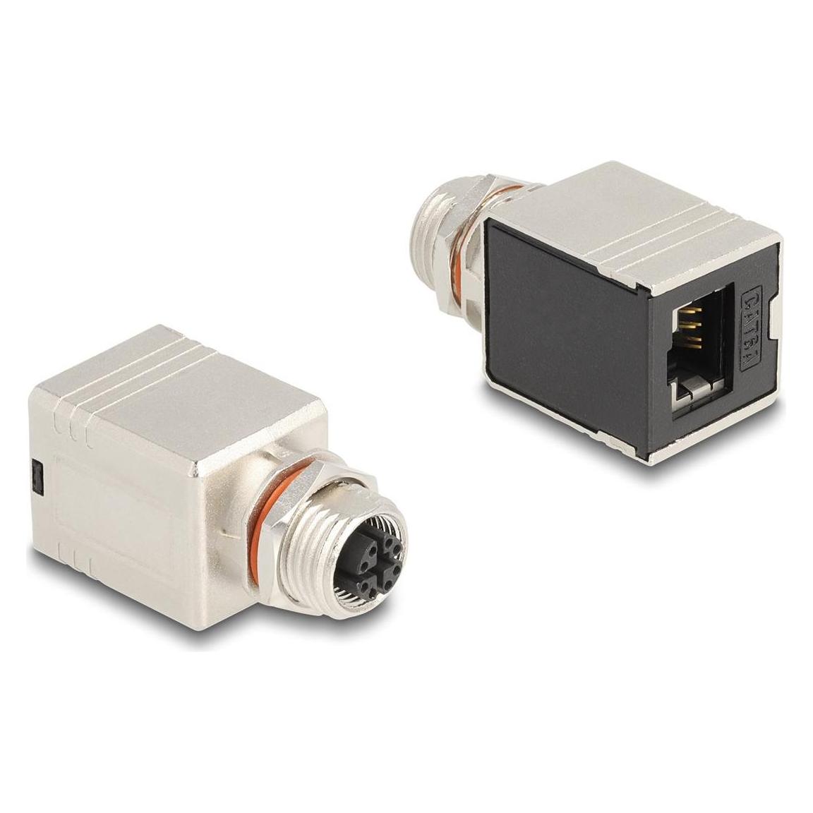 Delock M12 Adapter X-kodiert 8 Pin Buchse zu RJ45 Buchse Cat (RJ45) (60087)