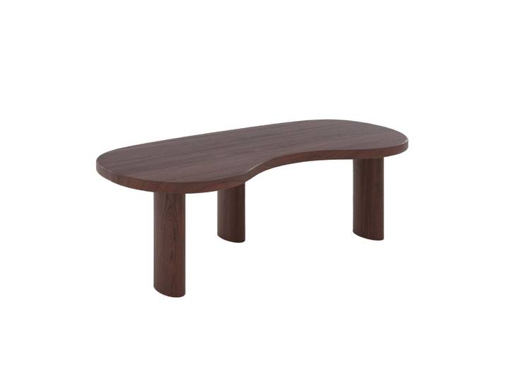 Table basse organique en bois massif de mindi foncé