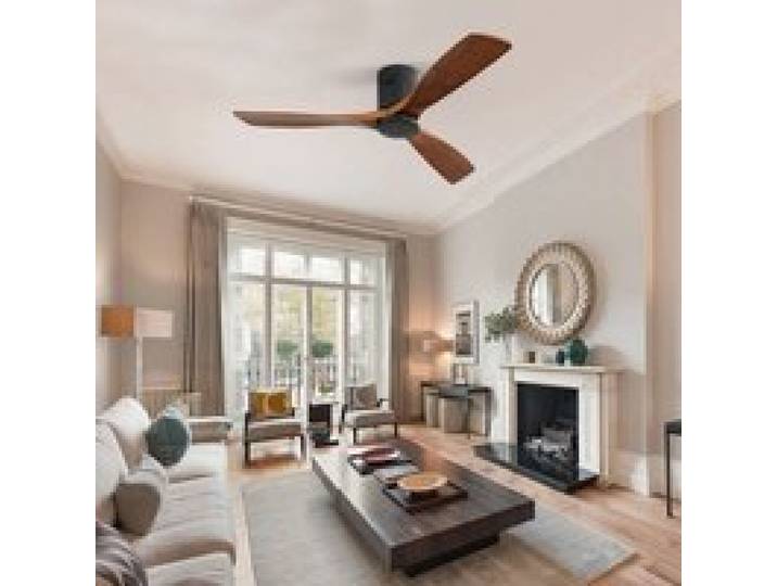 CollaHausse Ventilateur de Plafond 132cm Bois Sculpté Moteur DC Réversible Silencieux et Télécommande sans Lumière