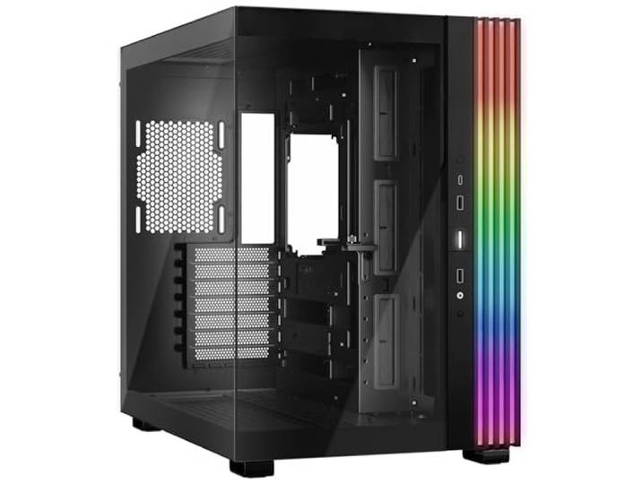 be quiet! Light Base 600 DX Black PC-behuizing, adembenemend panoramisch uitzicht, showcase, dual chamber design, massieve ARGB ledstrips, omgekeerd en horizontaal bruikbaar, backside connector design