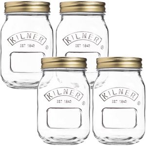 Kilner Einmachglas 0025.400, mit Schraubdeckel, 500 ml, zum Einkochen, luftdicht, Twist-Off, 4 Stück