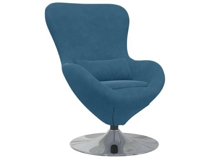 KTHLBRH Sessel Ei aus blauem Samt mit drehbarem Sockel um 360 Grad Premium-Samt, 360 Grad drehbare Basis, ergonomische Armlehnen, minimalistisches Design, geeignet für Wohnzimmer und