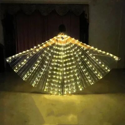 Daily Deals Depot LED Wings Belly Dance Wings Isis Halloween Wing Prop, Shining LED Lamp Wings & Sticks, Costume Accessories For Adults yellow l