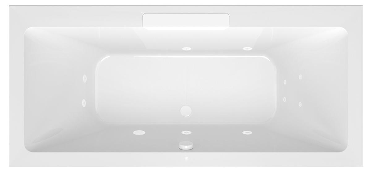 Polysan CASCATA Whirlpool-Badewanne, 185x85x45cm, Kaskade Weiß, Active Hydro, Chrom