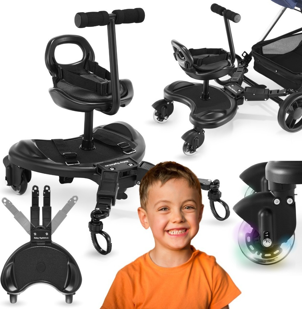 Moby-System Stapvoertje voor kinderwagen met zitje en LED-wielen MR BUGGY