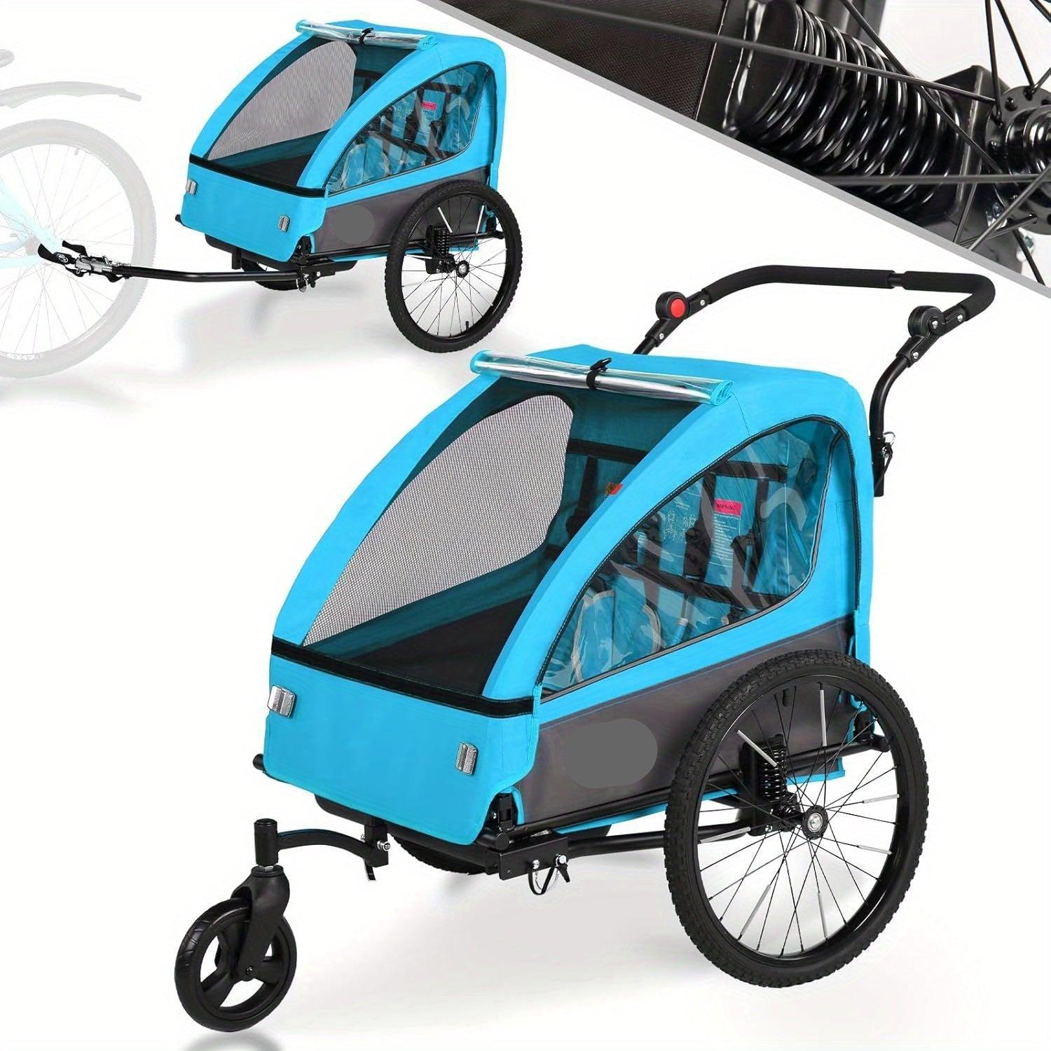Kinderfahrradanhänger - Jogger-Kinderwagen - Fahrradanhänger - Duo-Kinderwagen - Laufrad - 360°-Schwenkräder