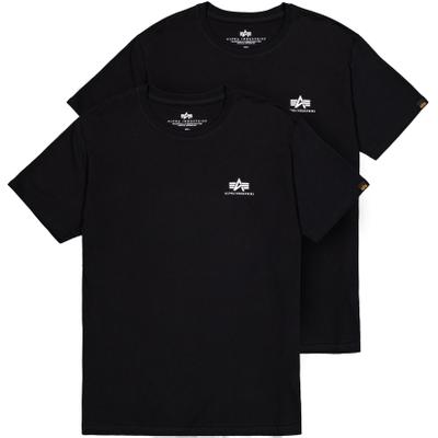 Rundhalsshirt ALPHA INDUSTRIES "Basic T Small Logo 2 Pack", Herren, Gr. 3XL, schwarz, Single Jersey, Obermaterial: 100% Baumwolle, bedruckt, regular fit normal, Rundhals, Shirts Rundhalsshirt