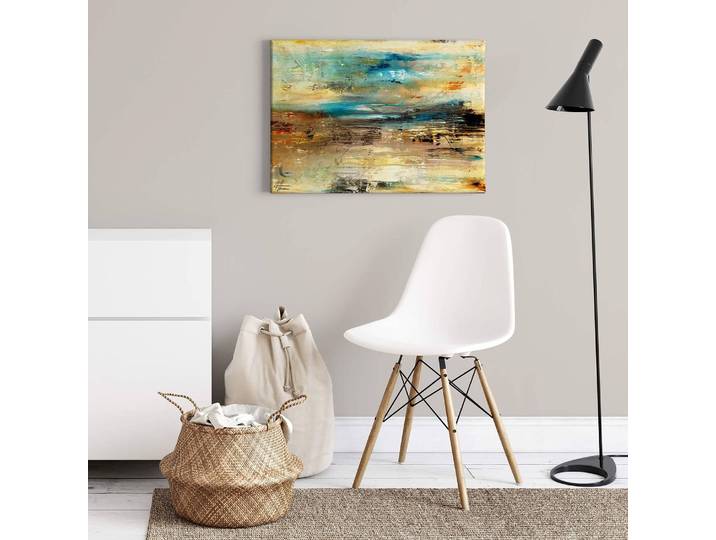 Leinwandbild Visite Polyester PVC / Fichtenholz Blau 70 x 50cm