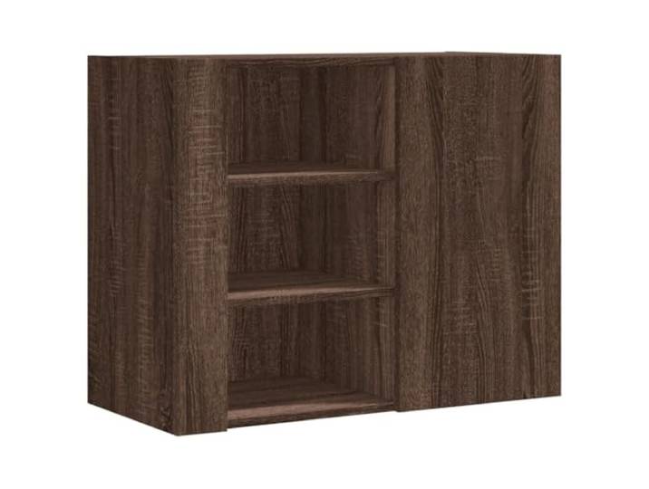 PUGYNBK Wandschrank aus technischem Holz, Braun, Eiche, 6 Fächer Wandmontage, platzsparend, feuchtigkeitsbeständig, dekorativer Organizer