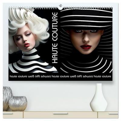 Haute Couture - Weiß trifft Schwarz (hochwertiger Premium Wandkalender 2027 DIN A2 quer), Kunstdruck in Hochglanz