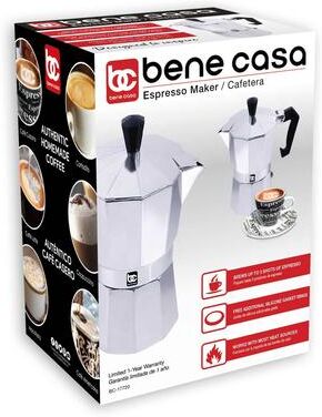 Bene Casa 3 cup aluminum espresso maker, stove top espresso maker, single shot - 3 Cup