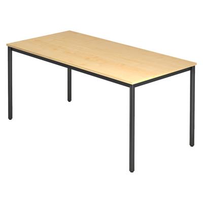 bümö Multifunktionstisch Ahorn, Tisch 160 x 80 cm, Tischfuß rund in schwarz - einfacher Tisch, Besprechungstisch System D-Serie, Konferenztisch,