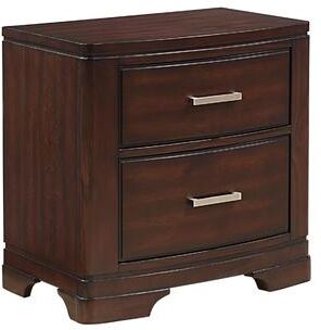 Benjara Hudy 2 Drawer Nightstand, 26 Inch, Cherry Brown Birch Veneer