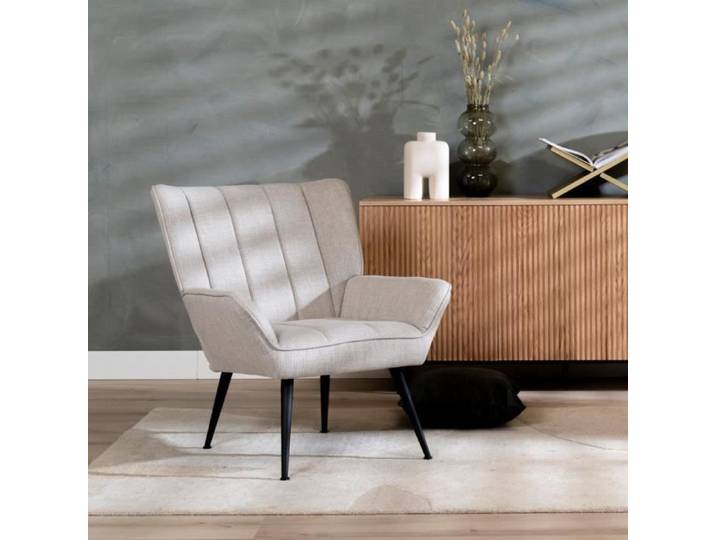 Livin24 Fauteuil City tissu lin taupe