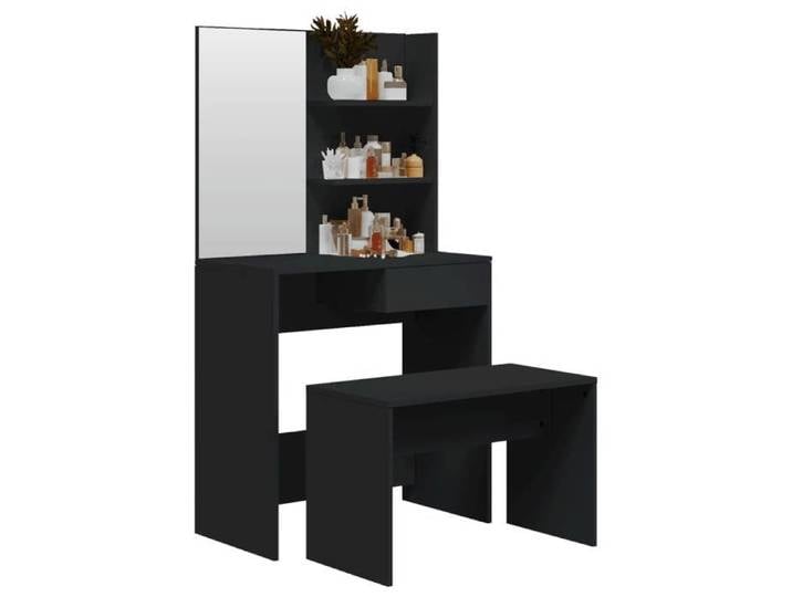 [57471]Ensemble de coiffeuse/maquillage - MEUBLECHIC - Coiffeuse femme - noir 74 5x40x141 cm Poids:34.75 Kg
