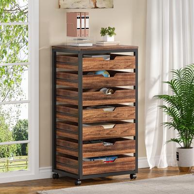 BLUEBELL 5 Drawer Rolling File Cabinet, Mobile Wood Filing Cabinet