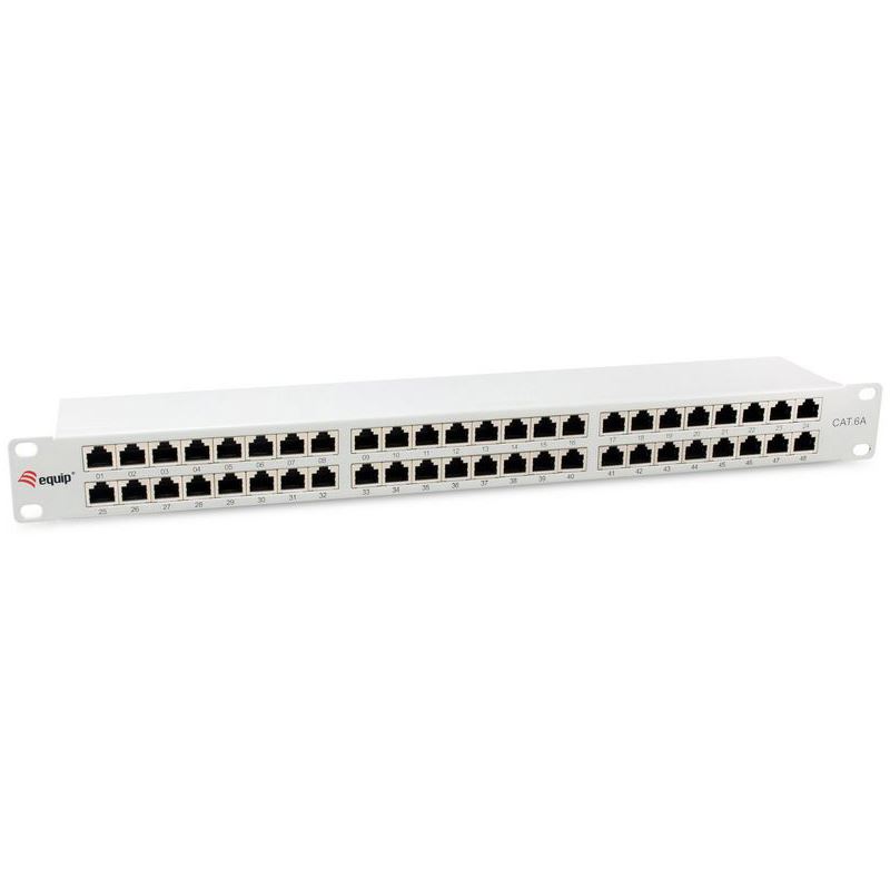 Equip Patchpanel 48x RJ45 Cat6A 19" FTP 1HE Premium hellgrau