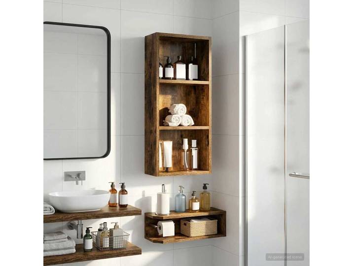 vidaXL Badezimmer-Wandschrank Räuchereiche 30 x 14 x 70 cm