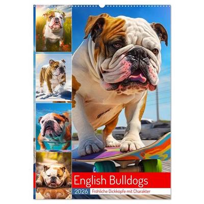 English Bulldogs. Fröhliche Dickköpfe mit Charakter (Wandkalender 2026 DIN A2 hoch), CALVENDO Monatskalender