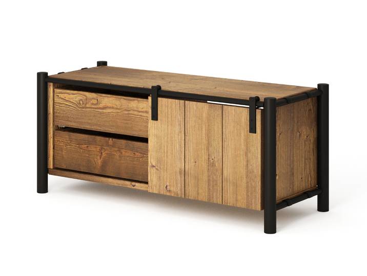 LIVERPOOL 2er Regal-Kombi, Lowboard aus Massivholz
