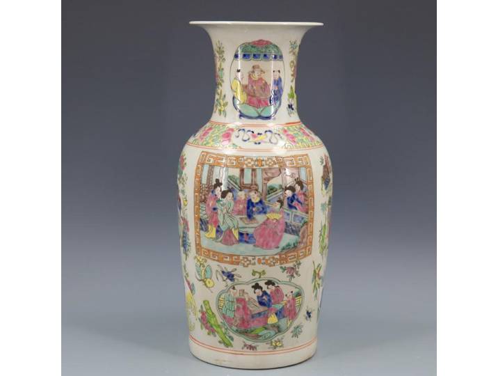 Vase de sol en céramique peint à la main blanc, grands vases chinois Qing Kangxi, motif de personnes, vintage, grand, rétro, décoration d'intérieur, 70S