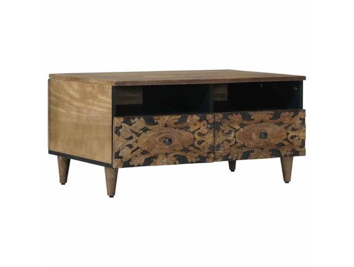 pokgdf Couchtisch Braun 80 x 54 x 40 cm Massivholz Mango Rechteckig Massivholz Mango, schwarze Metallbeine, rechteckige Form, pflegeleichte Oberfläche, individuell