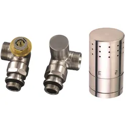 XIMAX Thermostatset Typ SX Winkeleck - 15 mm Kupferrohr - Edelstahl - Winkeleck Links
