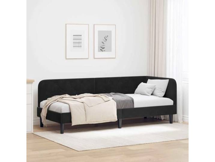 RJPLMFV Eckbettgestell, Schwarz, 80 x 200 cm, Velours Schlafsofa, wendbar, platzsparend, weicher Bezug, modernes Design, inkl. Latten