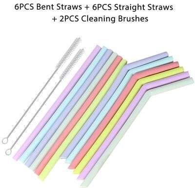 Uplift Treasures Reusable Silicone Drinking Straws Set set D (14 Pcs)