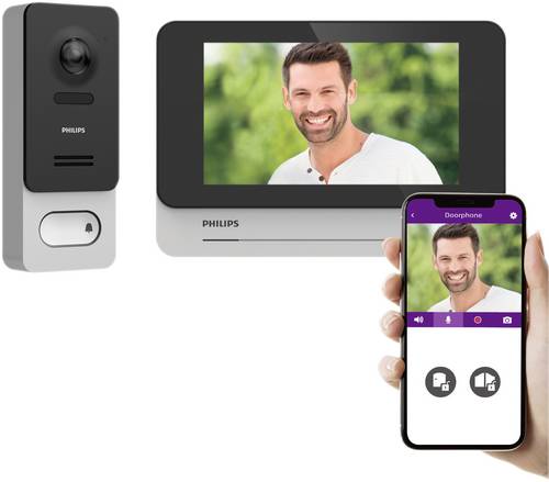 Philips WelcomeEye Wireless Video-Türsprechanlage Bluetooth, WLAN Komplett-Set Schwarz/Grau, Aluminium