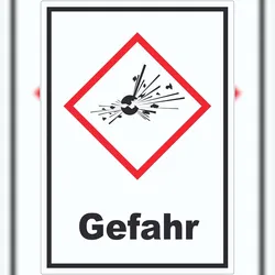 HB-Druck Aufkleber Instabile explosive Stoffe Gefahr Explosion A8 (52x74mm)