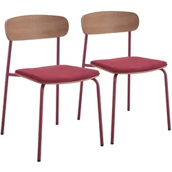 Oviala Business Set mit 2 stapelbaren Stühlen aus burgunderrotem Holz