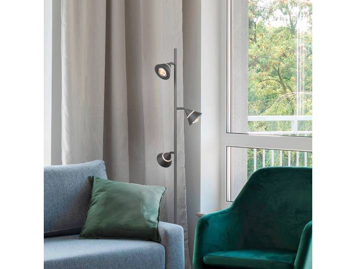 Trio Lighting LED Stehlampe Romeo, dimmbar, schwarz, für Wohn- / Esszimmer, Metall, Modern