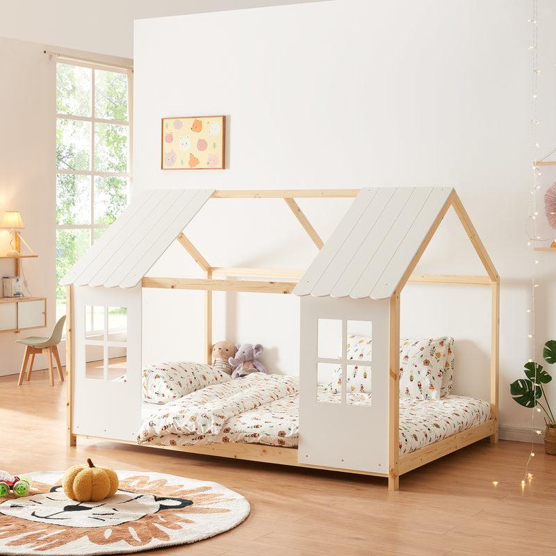 Kinderbett, Hausbett, Einzelbett, Massivholz, 140x200 cm